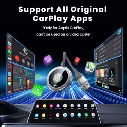 Bộ chuyển đổi Carplay không dây Toocki, cắm là chạy, kết nối tự động, điều khiển bằng giọng nói, Bluetooth, hộp Carplay mini thô