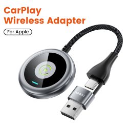 Bộ chuyển đổi Carplay không dây Toocki, cắm là chạy, kết nối tự động, điều khiển bằng giọng nói, Bluetooth, hộp Carplay mini thô