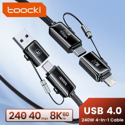 Toocki PD3.1 240W Kabel USB 4.0 Gen3 Thunderbolt 4/3 4-in-1 Schnellladekabel für MacBook, Laptop, iPhone, Samsung, Kamera und Mo