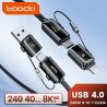 Toocki PD3.1 240W Kabel USB 4.0 Gen3 Thunderbolt 4/3 4-in-1 Schnellladekabel für MacBook, Laptop, iPhone, Samsung, Kamera und Mo