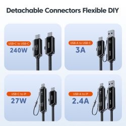 Toocki PD3.1 240W Kabel USB 4.0 Gen3 Thunderbolt 4/3 4-in-1 Schnellladekabel für MacBook, Laptop, iPhone, Samsung, Kamera und Mo