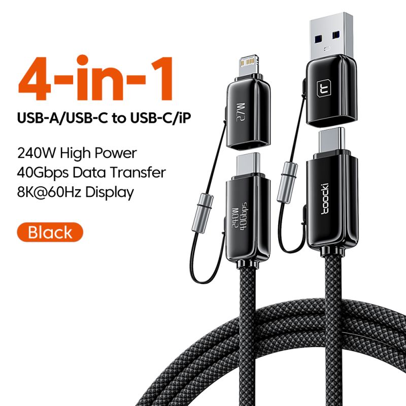 Toocki PD3.1 240W Kabel USB 4.0 Gen3 Thunderbolt 4/3 4-in-1 Schnellladekabel für MacBook, Laptop, iPhone, Samsung, Kamera und Mo
