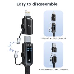 Toocki X96 4 in 1 USB Type C to USB C Lightning Cable Digital Display PD 100W QC4.0 PPS Fast Charging Detachable OTG Adapter