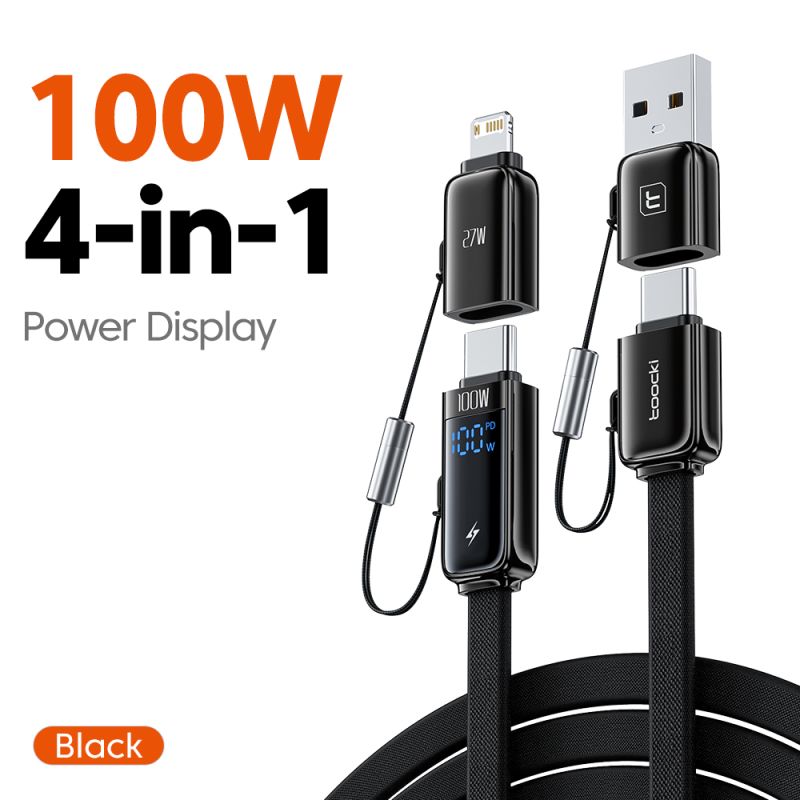 Toocki X96 4 in 1 USB Type C to USB C Lightning Cable Digital Display PD 100W QC4.0 PPS Fast Charging Detachable OTG Adapter