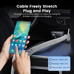 Toocki USB Cable Fast Charing 2Pack 1.5m USB Type C Coiled Charger Cord for iPhone 17 16 15 Samsung S20 S10 S9 Huawei Oneplus