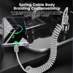 Toocki USB Cable Fast Charing 2Pack 1.5m USB Type C Coiled Charger Cord for iPhone 17 16 15 Samsung S20 S10 S9 Huawei Oneplus