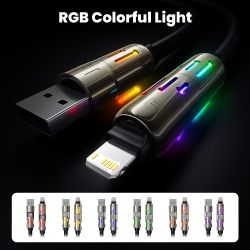 สายชาร์จ Toocki 4 in 1 240W USB Type C to USB C Lightning ยาว 2 เมตร พร้อมไฟ RGB รองรับการชาร์จเร็ว PD3.1 สำหรับ Macbook iPhone 