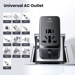 Toocki GaN 45 W Uniwersalny adapter podróżny na cały świat z 1 gniazdem sieciowym i 1 ładowarką podróżną typu „wszystko w jednym