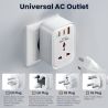 Toocki Universal-Reiseadapter, 20 W GaN-Steckdosenleiste, 1 AC-Anschluss, 1 USB-Anschluss, 2 Typ-C-Schnellladegeräte für iPhone 