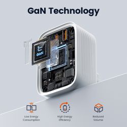 Toocki Universal-Reiseadapter, 20 W GaN-Steckdosenleiste, 1 AC-Anschluss, 1 USB-Anschluss, 2 Typ-C-Schnellladegeräte für iPhone 