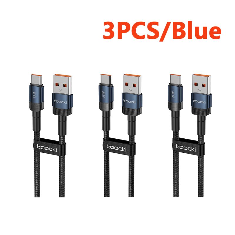 Toocki 3PCS USB Type C Cable 100W Fast Charging QC4.0 for iPhone 17 16 15 Samsung S25 Xiaomi Huawei Fast Type C Cable Data Wire