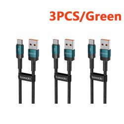 Kabel Toocki 3PCS USB typu C 100W szybkie ładowanie QC4.0 do iPhone'a 17 16 15 Samsunga S25 Xiaomi Huawei Szybki kabel typu C do