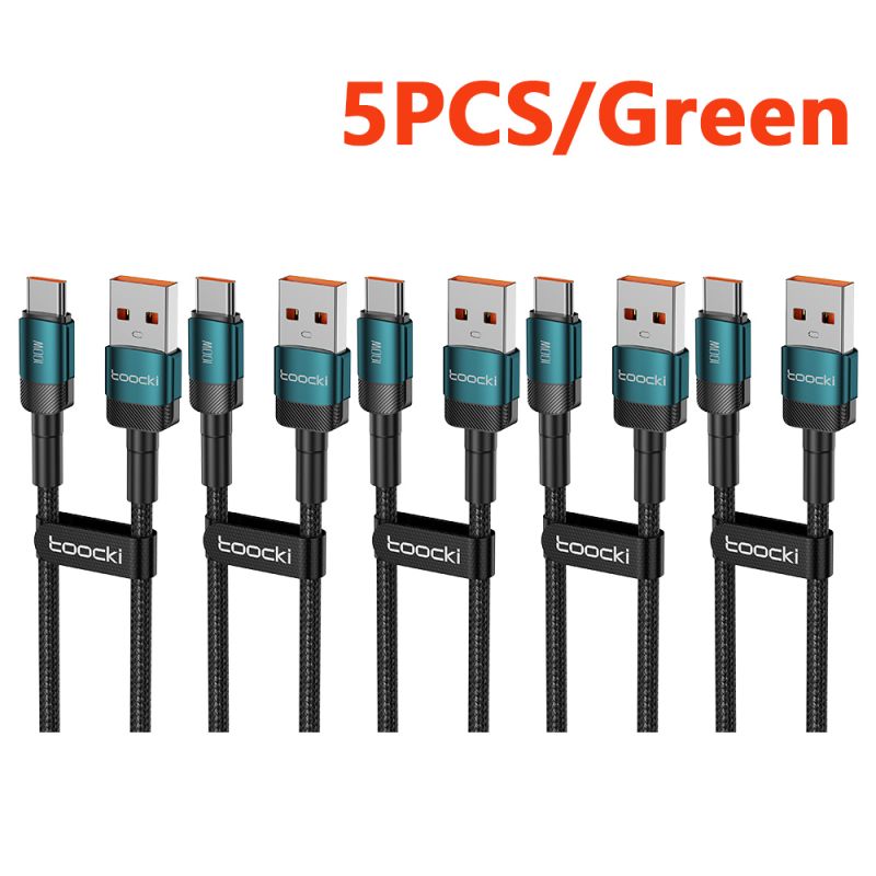 สาย USB Type C Toocki 3 ชิ้น ชาร์จเร็ว 100W QC4.0 สำหรับ iPhone 17 16 15 Samsung S25 Xiaomi Huawei สายเคเบิลข้อมูล Type C ความเร