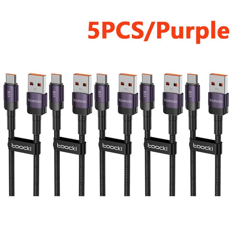 Toocki 3PCS USB Type C Cable 100W Fast Charging QC4.0 for iPhone 17 16 15 Samsung S25 Xiaomi Huawei Fast Type C Cable Data Wire