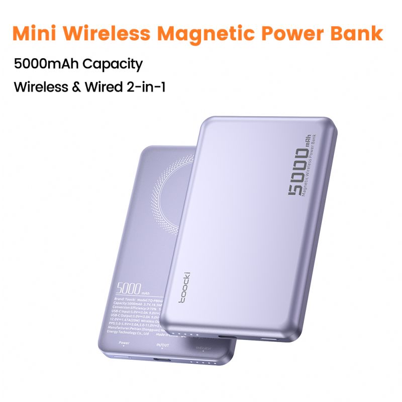 Бездротовий зарядний пристрій Toocki Magenetic PowerBank 10000mAh 15W для Magsafe PD 20W Extenal Battery для iPhone 17 16 15 14 
