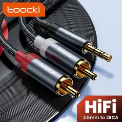 Cáp RCA Toocki, giắc cắm 3.5mm sang 2 cáp âm thanh RCA AUX, dùng cho điện thoại thông minh, amply, hệ thống âm thanh gia đình, c