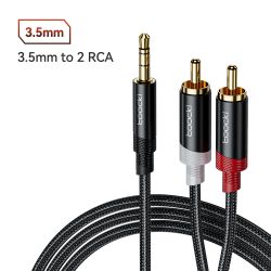 Cáp RCA Toocki, giắc cắm 3.5mm sang 2 cáp âm thanh RCA AUX, dùng cho điện thoại thông minh, amply, hệ thống âm thanh gia đình, c