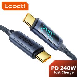 Cáp USB Toocki 240W Type C sang Type C PD3.1 màn hình hiển thị kỹ thuật số, sạc nhanh 100W, tương thích với Macbook, iPhone 16 1