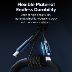 Cáp USB C Toocki PD 20W dành cho iPhone 14 13 12 11 Pro Max XR XS Màn hình Cáp sạc nhanh USB C sang Lightning cho iPhone