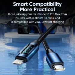 Cáp USB C Toocki PD 20W dành cho iPhone 14 13 12 11 Pro Max XR XS Màn hình Cáp sạc nhanh USB C sang Lightning cho iPhone