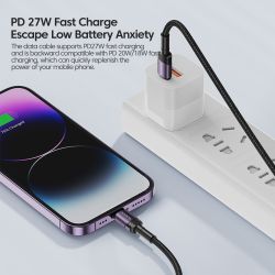 Toocki PD 27W Cable for iPhone 14 13 12 11 Pro Max 8 7 Plus Macbook 2.4A Fast Charging USB C to Lighting Cable Data Wire