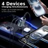 Bộ sạc ô tô Toocki 105W USB C cáp rút 0.75m PD 45W QC 3.0 SCP SFC2.0 PPS Sạc nhanh cho iPhone 17 16 Samsung Tablet