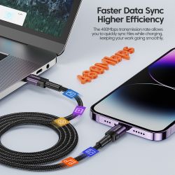 Toocki PD 27W Cable for iPhone 14 13 12 11 Pro Max 8 7 Plus Macbook 2.4A Fast Charging USB C to Lighting Cable Data Wire