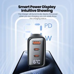 Bộ sạc Toocki 67W GaN màn hình kỹ thuật số sạc nhanh 4.0 3.0 USB Type-C tốc độ cao dành cho Laptop iPhone Samsung Xiaomi Realme 