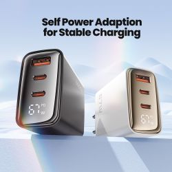 Bộ sạc Toocki 67W GaN màn hình kỹ thuật số sạc nhanh 4.0 3.0 USB Type-C tốc độ cao dành cho Laptop iPhone Samsung Xiaomi Realme 