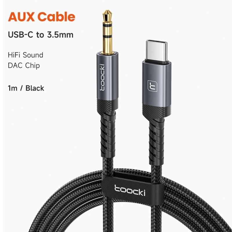 Cáp chuyển đổi âm thanh Toocki USB-C/Lightning sang jack 3.5mm AUX (đầu đực sang đầu đực)