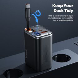 Toocki 67W GaN USB C 충전기 (접이식 Type C 케이블 포함) PPS PD3.0 SFC2.0 고속 충전기 (iPhone 16 15, Samsung S25 S24, 노트북 호환)