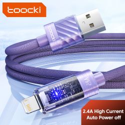 Cáp USB Lightning Toocki tự động tắt nguồn thông minh, dòng điện 2.4A, cáp sạc dữ liệu cho iPhone 14 13 12 11 Pro Max 8 7 SE XS 