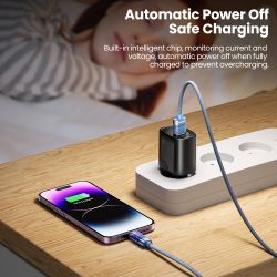 Cáp USB Lightning Toocki tự động tắt nguồn thông minh, dòng điện 2.4A, cáp sạc dữ liệu cho iPhone 14 13 12 11 Pro Max 8 7 SE XS 