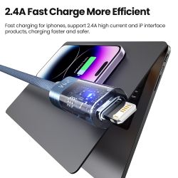 Cáp USB Lightning Toocki tự động tắt nguồn thông minh, dòng điện 2.4A, cáp sạc dữ liệu cho iPhone 14 13 12 11 Pro Max 8 7 SE XS 