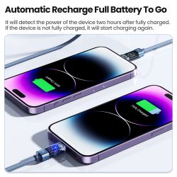 Cáp USB Lightning Toocki tự động tắt nguồn thông minh, dòng điện 2.4A, cáp sạc dữ liệu cho iPhone 14 13 12 11 Pro Max 8 7 SE XS 