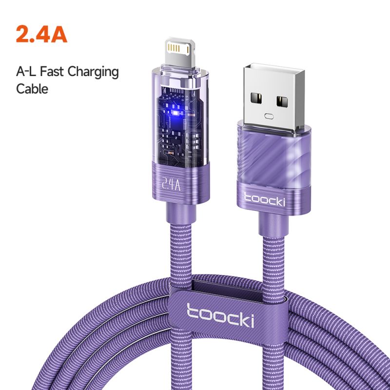 Cáp USB Lightning Toocki tự động tắt nguồn thông minh, dòng điện 2.4A, cáp sạc dữ liệu cho iPhone 14 13 12 11 Pro Max 8 7 SE XS 