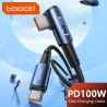 Cáp USB Type-C sang Type-C góc 90 độ Toocki dành cho Xiaomi Samsung Huawei Macbook iPad, sạc nhanh 100W, cáp dữ liệu Type-C.