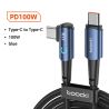 Cáp USB Type-C sang Type-C góc 90 độ Toocki dành cho Xiaomi Samsung Huawei Macbook iPad, sạc nhanh 100W, cáp dữ liệu Type-C.