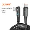 Cáp USB Type-C sang Type-C góc 90 độ Toocki dành cho Xiaomi Samsung Huawei Macbook iPad, sạc nhanh 100W, cáp dữ liệu Type-C.