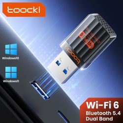 Bộ chuyển đổi WiFi Bluetooth USB Toocki 2 trong 1, bộ phát băng tần kép 2.4G/5G AX900 WiFi 6 900Mbps, card mạng không dây cho PC
