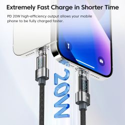Toocki USB-Typ-C-Kabel für iPhone 14, 13, 12, 11 Pro Max, XR, XS, Digitalanzeige, PD, 20W USB-Lightning-Kabel, Schnellladefunkti