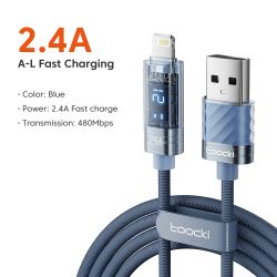 Cáp USB Type-C Toocki dành cho iPhone 14 13 12 11 Pro Max XR XS Màn hình kỹ thuật số PD 20W Cáp sạc nhanh USB Lightning cho iPho