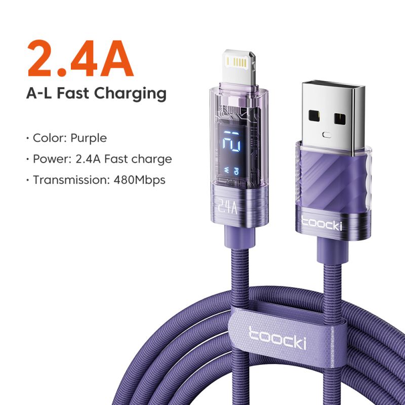 Toocki USB-Typ-C-Kabel für iPhone 14, 13, 12, 11 Pro Max, XR, XS, Digitalanzeige, PD, 20W USB-Lightning-Kabel, Schnellladefunkti