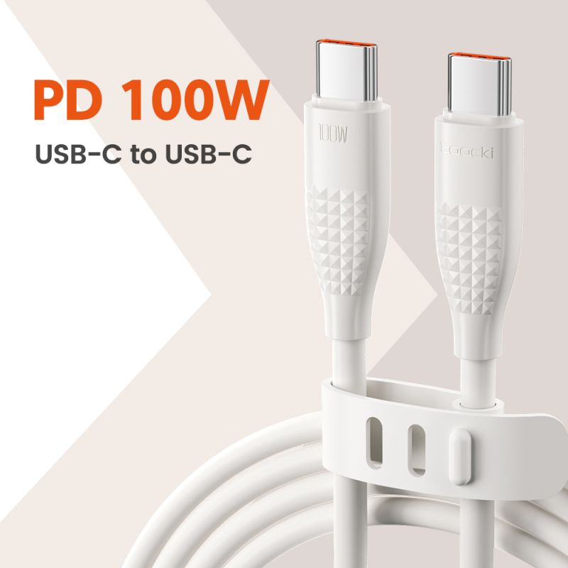 Cáp sạc nhanh Toocki USB Type C sang Type C cho iPhone 16 15 Macbook iPad 100W 5A, tương thích với Samsung Xiaomi.