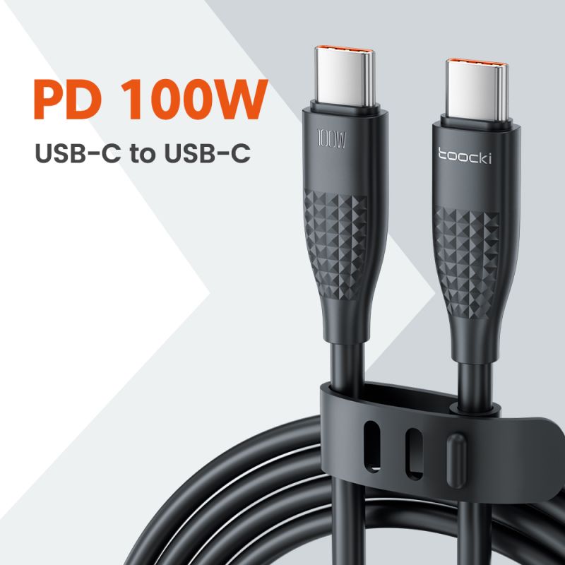 Cáp sạc nhanh Toocki USB Type C sang Type C cho iPhone 16 15 Macbook iPad 100W 5A, tương thích với Samsung Xiaomi.