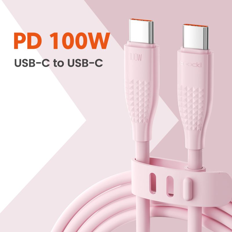 Cáp sạc nhanh Toocki USB Type C sang Type C cho iPhone 16 15 Macbook iPad 100W 5A, tương thích với Samsung Xiaomi.