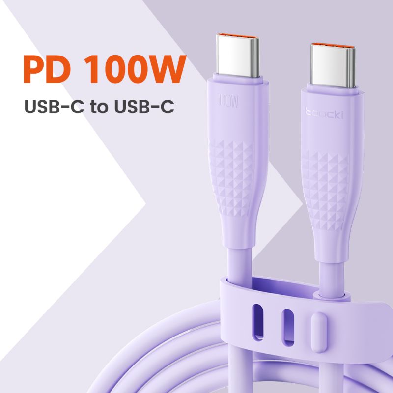 Cáp sạc nhanh Toocki USB Type C sang Type C cho iPhone 16 15 Macbook iPad 100W 5A, tương thích với Samsung Xiaomi.