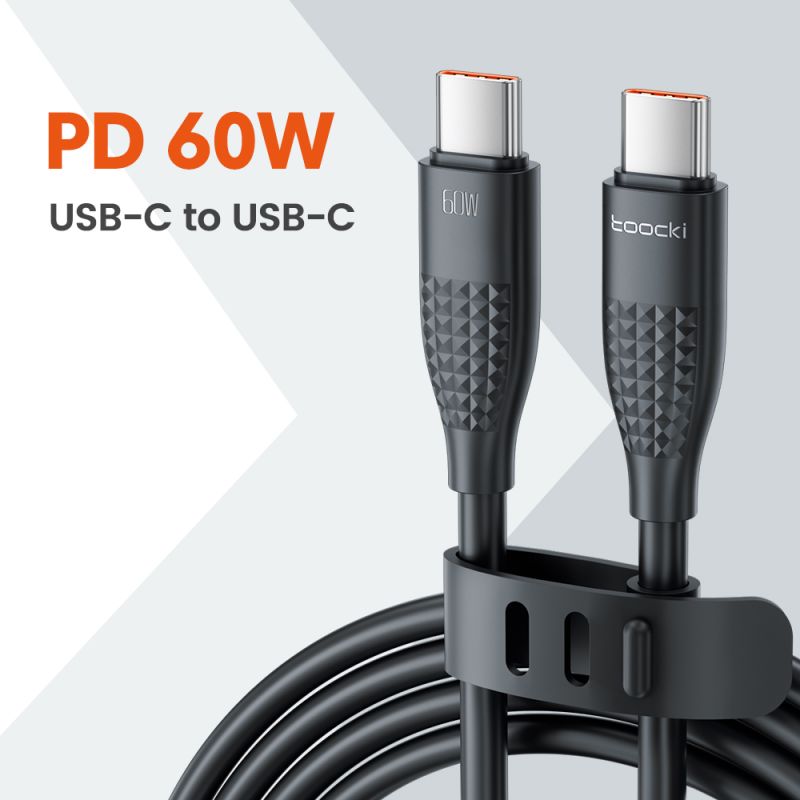 Cáp sạc nhanh Toocki USB Type C sang Type C cho iPhone 16 15 Macbook iPad 100W 5A, tương thích với Samsung Xiaomi.
