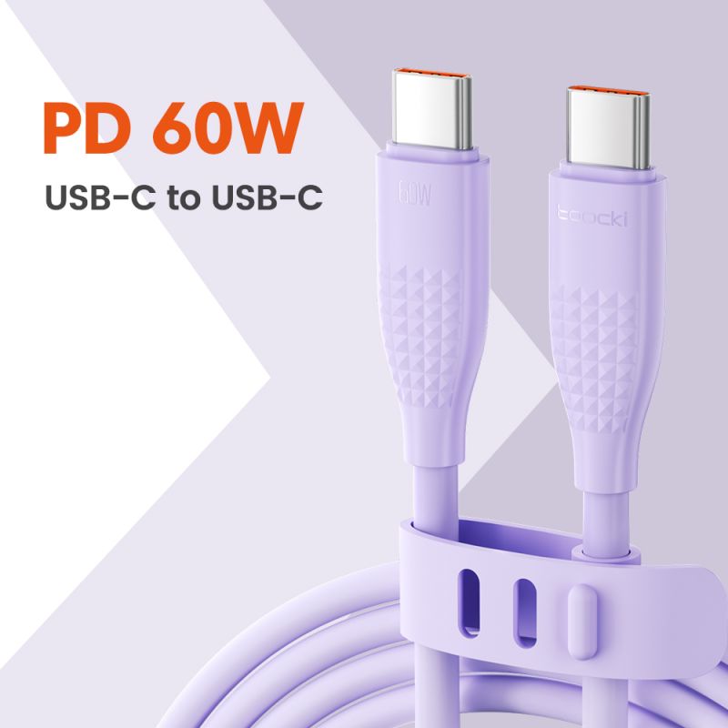 Cáp sạc nhanh Toocki USB Type C sang Type C cho iPhone 16 15 Macbook iPad 100W 5A, tương thích với Samsung Xiaomi.