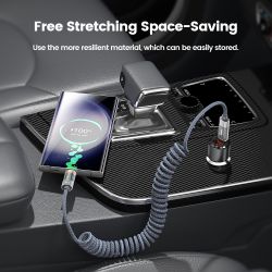 Toocki Coiled USB Type C Lightning Cable Digital Display Spring 100W Fast Charing Type C Charger Cord for Mobile Phones Laptops